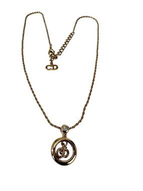 Christian Dior Crystal Diamond Pendant Necklace